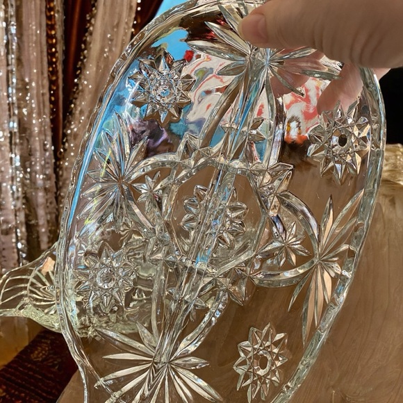 Pair of Anchor Hocking divided serving dish. EAPG Star of David pattern. - Picture 7 of 8